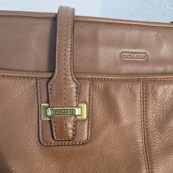 Coach Pebbled Leather Tote Purse Tan/Caramel Brown Gold Hardware F25205 - Picture 2 of 14